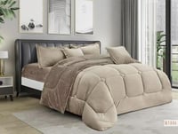 مفرش رسيل مخمل فرو لون بيج غامق شتوي مفرد ونصف