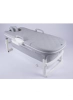 بانيو متنقل قابل للطي مع مخدة اسفنج رمادي