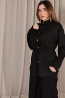 طقم قطعتين بلاك وينج قطني أسود أنيق