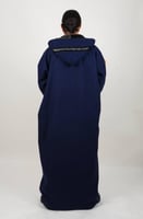 فروة قمرة جوخ مع فرو مبطن ناعم لون كحلي غامق