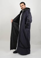 فروة زيزوم جوخ مع فرو مبطن ناعم لون حديدي ملكي