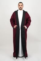 فروة سهيل دبل فيس عنابي واسود مع شال