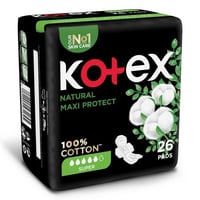 كوتكس فوط نسائية ماكسي قطن سوبر 26 فوطهKotex Fem N...