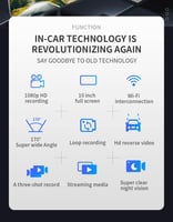 داش كام 3 كاميرات MOOGMAX | مرآة شاشة لمس 9.66 إنش...