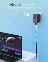 شاحن و فيش سفر الذكي بقوة 70 واط RAVPower متعدد ال...