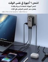 فيش سفر عالمي بقدرة 75 واط RAVPower | ب4 منافذ Typ...