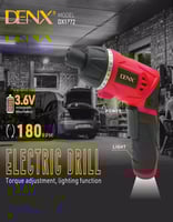دريل ومفك براغي لاسلكي DENX DX1772 | متعدد الرؤوس...
