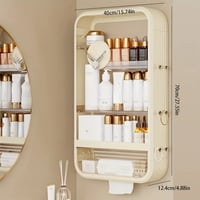 رف تخزين معلقة مكون من 4 طبقات بلاستيك للحمام بدون...