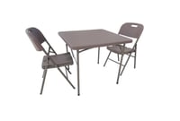 طقم فايبر طاولة مربعة و 2 كراسي قابل للطي بني