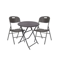 طقم طاولة دائرية قابلة للطي لشخصين لون رمادي