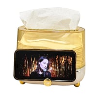 علبة مناديل بلاستيك مع قاعدة جوال