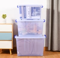 صندوق تخزين بلاستيك 160 لتر شفاف مع غطاء