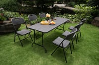 طقم طاولة سفرة فايبر مكون من 7 قطع رمادي