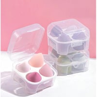 علبة تخزين إسفنجات المكياج 4 أقسام بدون اسفنج
