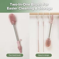 هاكا - فرشاة سيليكون برأسين للرضّاعات - زهري