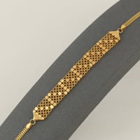 اسوارة ذهب ناعم بتصميم مربعات بأجزاء لماعة - عيار...