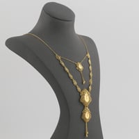 طقم ذهب بتصميم هندسي سبيكة وردة - عيار 21