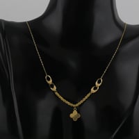 عقد ذهب حلقات مبروم وردة بنقش بسيط - عيار 21