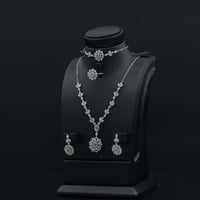 طقم ذهب أبيض نسائي عيار 18