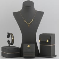 طقم ذهب مبروم مع وردة سبيكة بيضاوي - عيار21