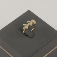 خاتم ذهب بتصميم غصن نبات لماع - عيار 18