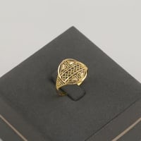 خاتم ذهب دائري بنقش تراثي - عيار 21