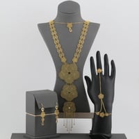 طقم ذهب دورين مع كف دائري الزهور عيار 21