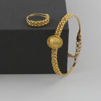 اسوارة و خاتم ذهب كرات الليزر بيضاوي بصمة - عيار 2...