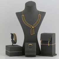 طقم ذهب بتصمبم سلم الذهب مع نبتة رباعية - عيار21