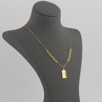 عقد ذهب بتصميم حلقات مع مستطيل وردة سبيكة - عيار 2...