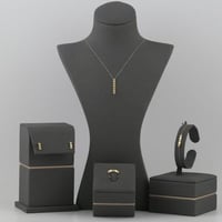 طقم ذهب بتصميم سداسي بأجزاء لماعة - عيار 18