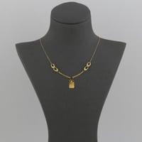 عقد ذهب حلقات ناعم مع مستطيل وردة سبيكة - عيار 21