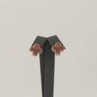 حلق ذهب وردة وردية - عيار 18