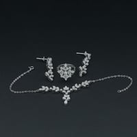 طقم ذهب أبيض نسائي عيار 18