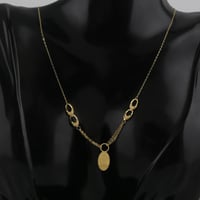 عقد ذهب حلقات ناعم مع بيضاوي وردة سبيكة - عيار 21