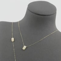 طقم ذهب بتصميم هندسي لون ابيض - عيار 18