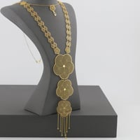 طقم ذهب دورين مع كف دائري الزهور عيار 21