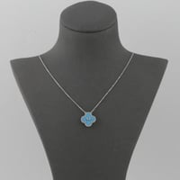 عقد ذهب ابيض وردة سماوية مع فص و كرات ذهبية - عيار...