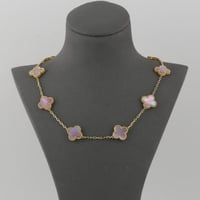 عقد ذهب ورود وردية مع كرات ذهبية - عيار 18