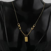 عقد ذهب حلقات ناعم مع مستطيل وردة سبيكة - عيار 21