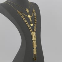 طقم ذهب بتصميم مستطيل هندسي ملفت - عيار 21