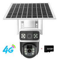 كاميرا بالطاقة الشمسية ، عدسة مزدوجة ، بطاقة SIM 4...