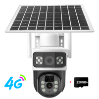 كاميرا بالطاقة الشمسية ، عدسة مزدوجة ، بطاقة SIM 4...