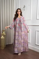 جلابية روز قطن خفيف صيفي طويل ( رقبة سبعة )