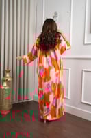 جلابية روز قطن خفيف صيفي طويل ( رقبة سبعة )