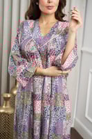 جلابية روز قطن خفيف صيفي طويل ( رقبة سبعة )