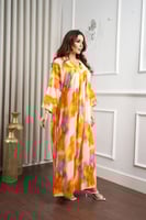 جلابية روز قطن خفيف صيفي طويل ( رقبة سبعة )