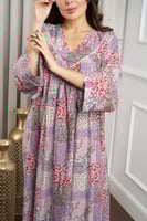 جلابية روز قطن خفيف صيفي طويل ( رقبة سبعة )