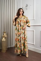 جلابية روز قطن خفيف صيفي طويل ( رقبة سبعة )