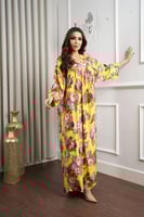 جلابية روز قطن خفيف صيفي طويل ( رقبة سبعة )